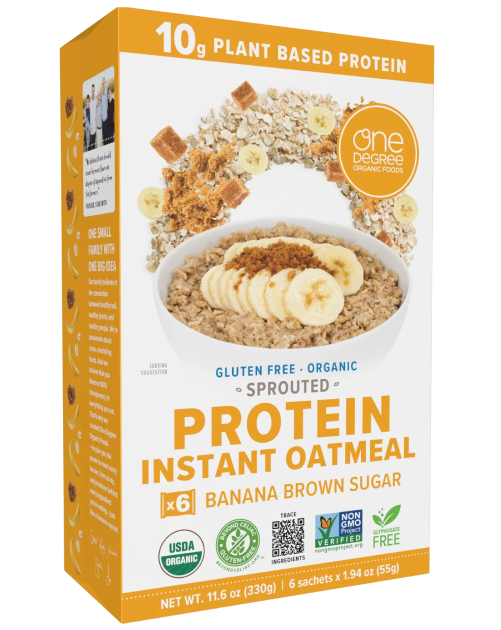 One Degree Gluten-Free Organic Banana Brown Sugar Protein Instant Oatmeal