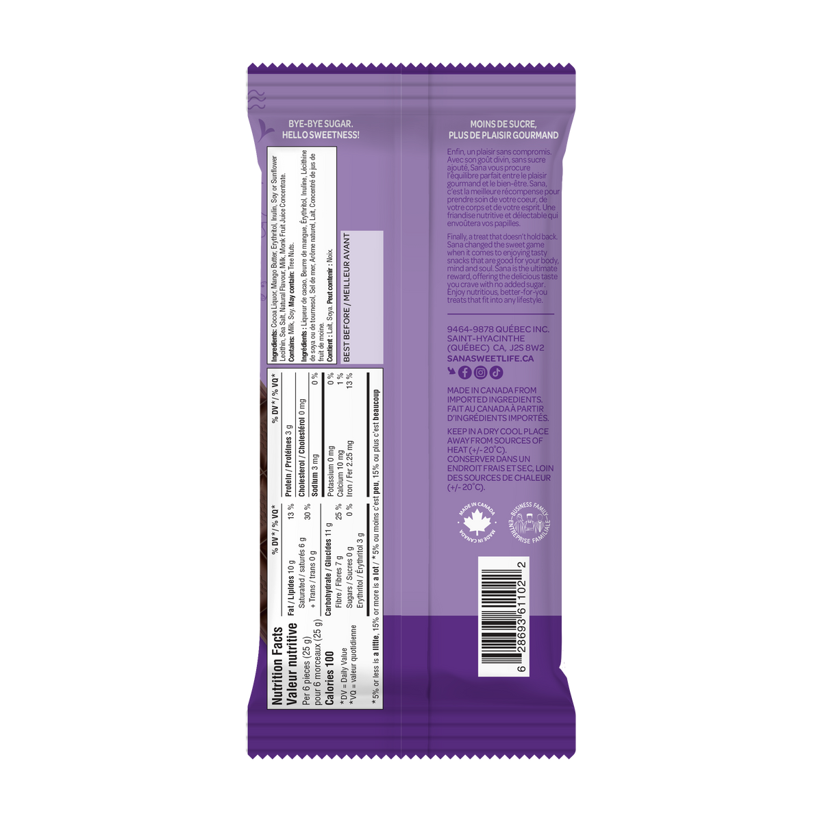 No Added Sugar Classic Dark Chocolatey Bar
