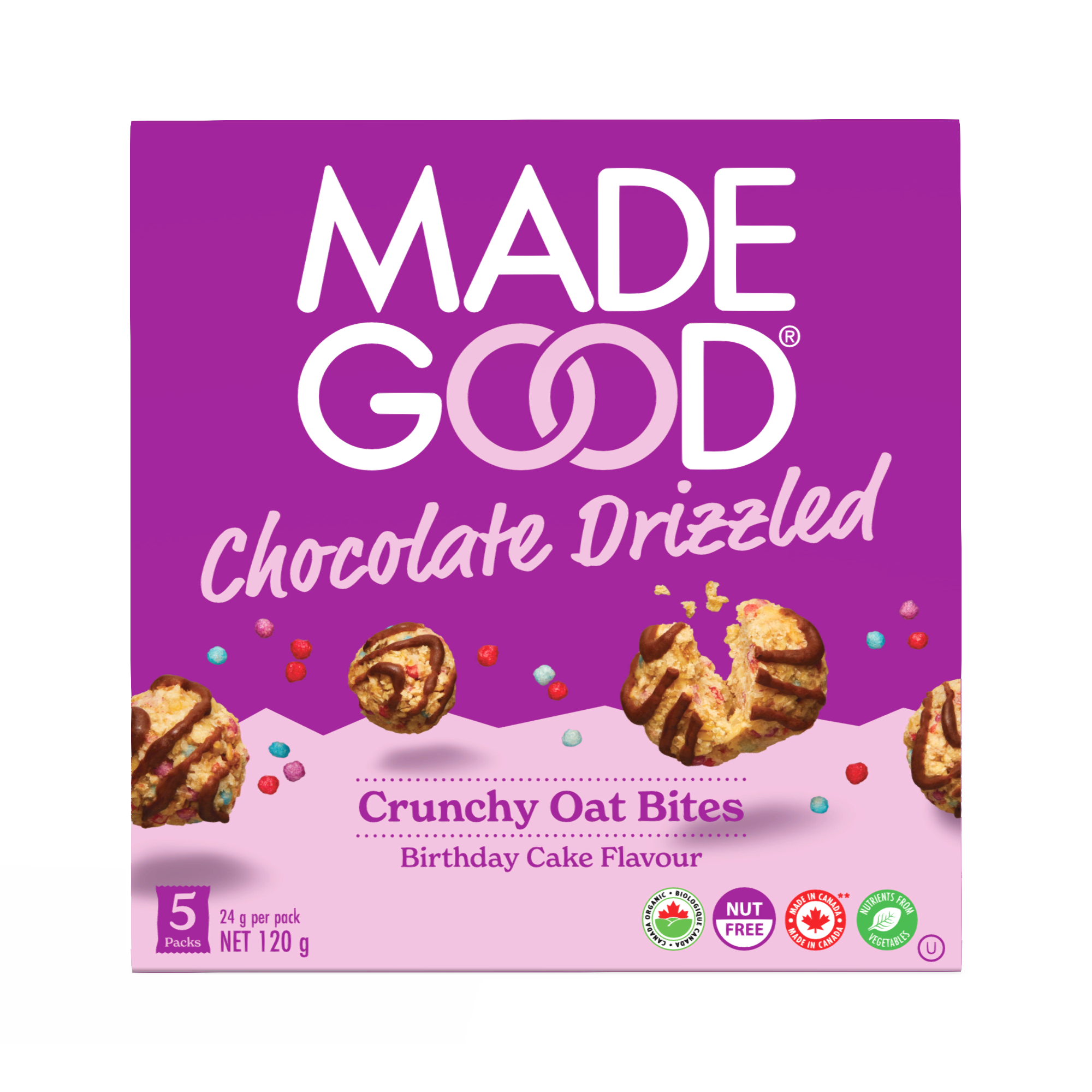 Birthday Cake Crunchy Drizzled Oat Bites