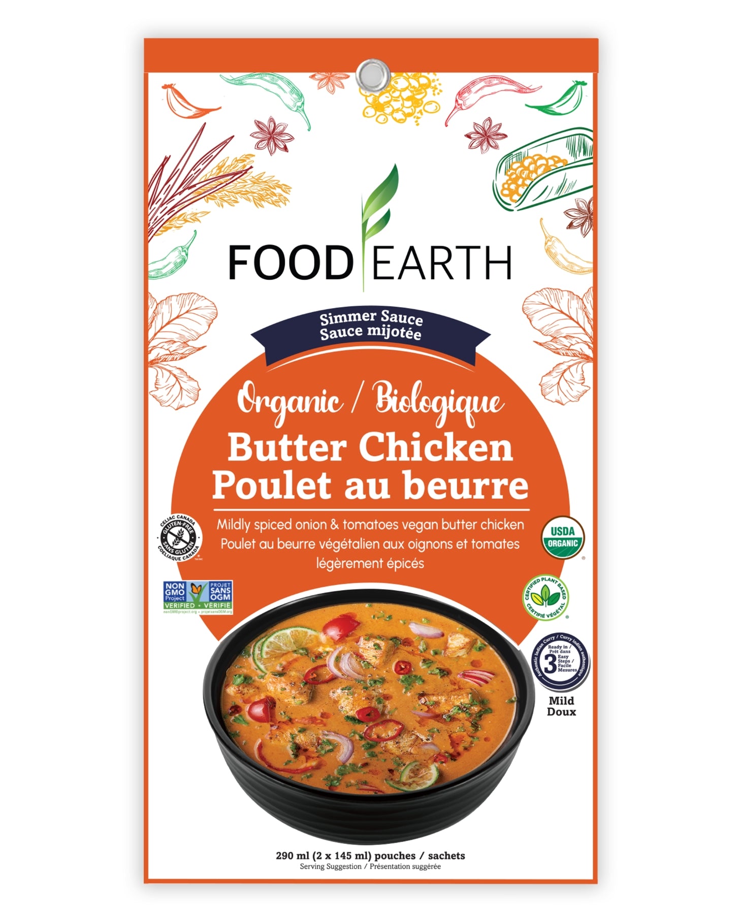 Food Earth Organic Butter Chicken Simmer Sauce
