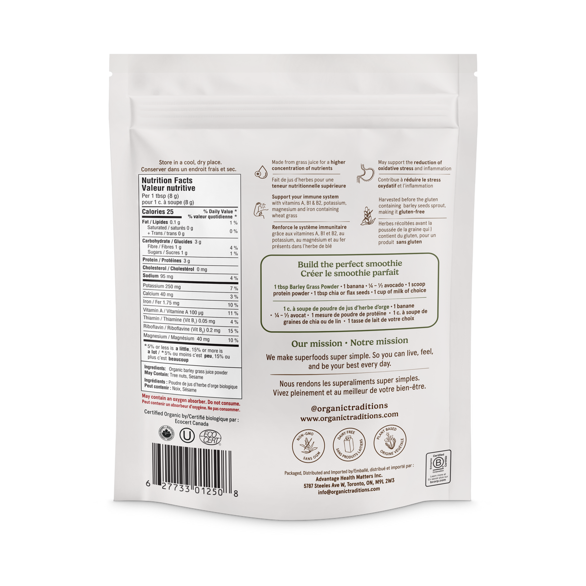 Organic Traditions Organic Barley Grass Juice Powder