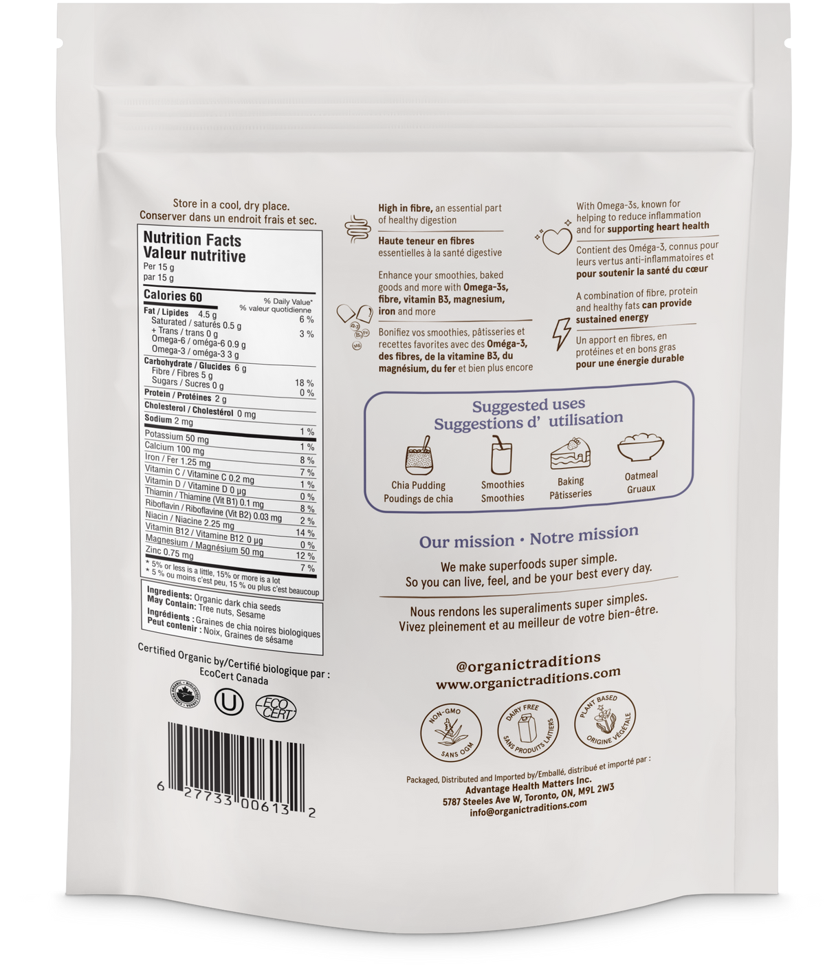 Organic Traditions Organic Dark Whole Chia Seeds