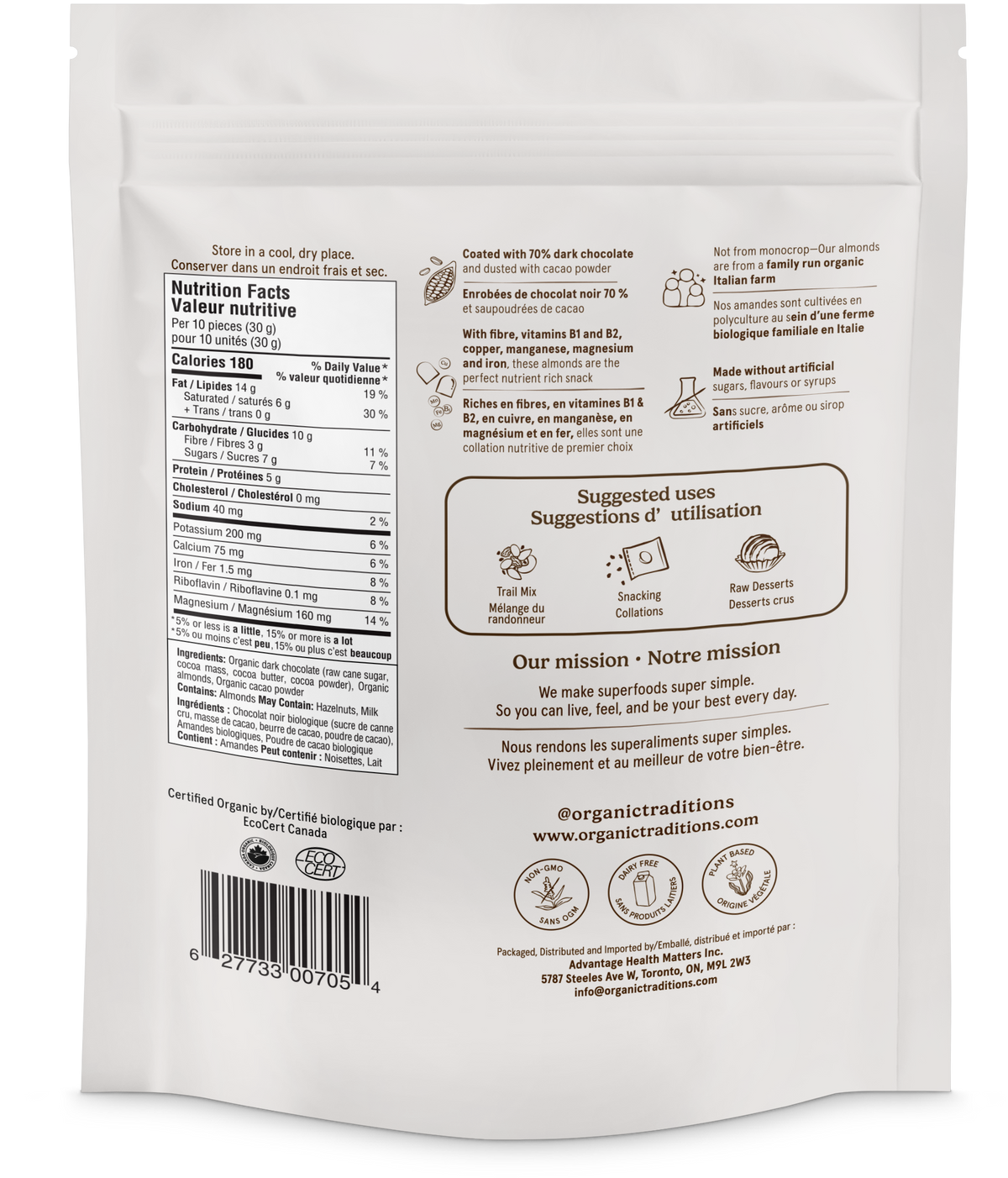 Organic Traditions Organic Dark Chocolate Covered Almonds