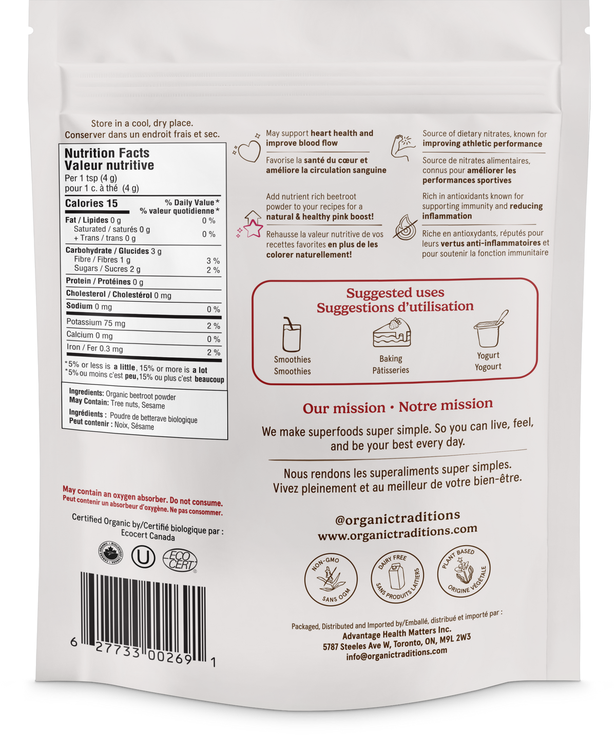 Organic Traditions Organic Beetroot Powder