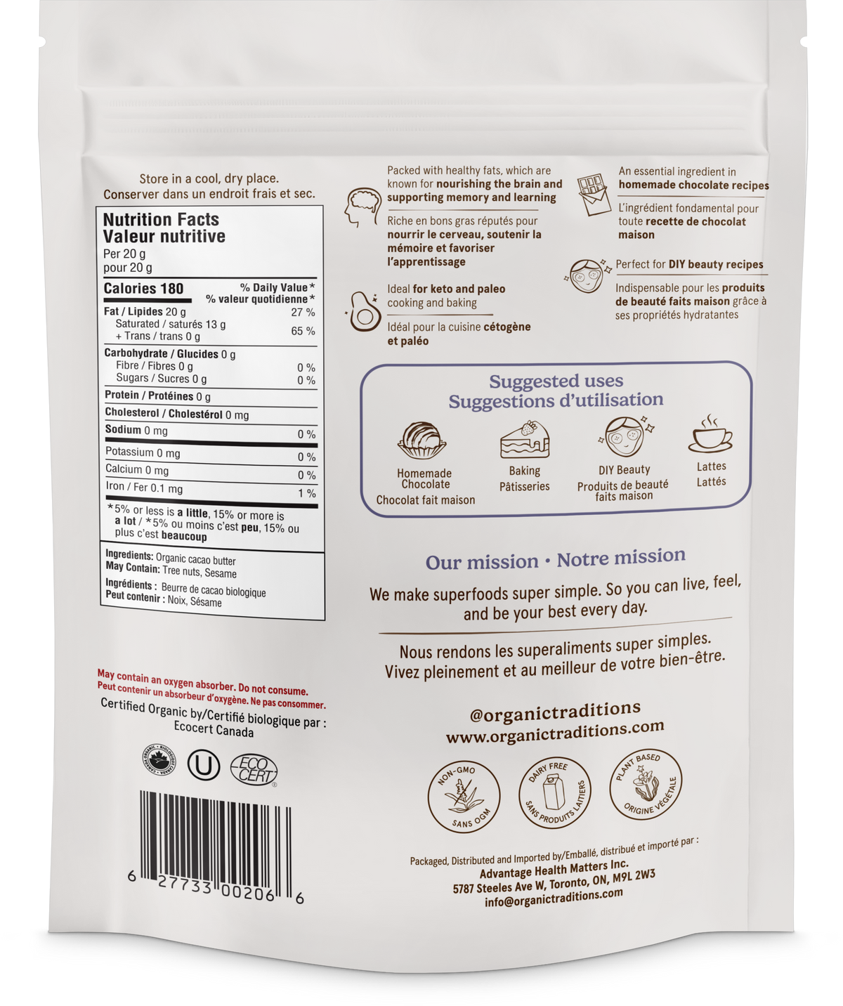 Organic Traditions Cacao Butter