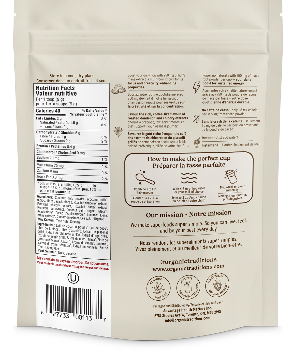 Organic Traditions Mind Fuel Instant Herbal Mushroom Beverage
