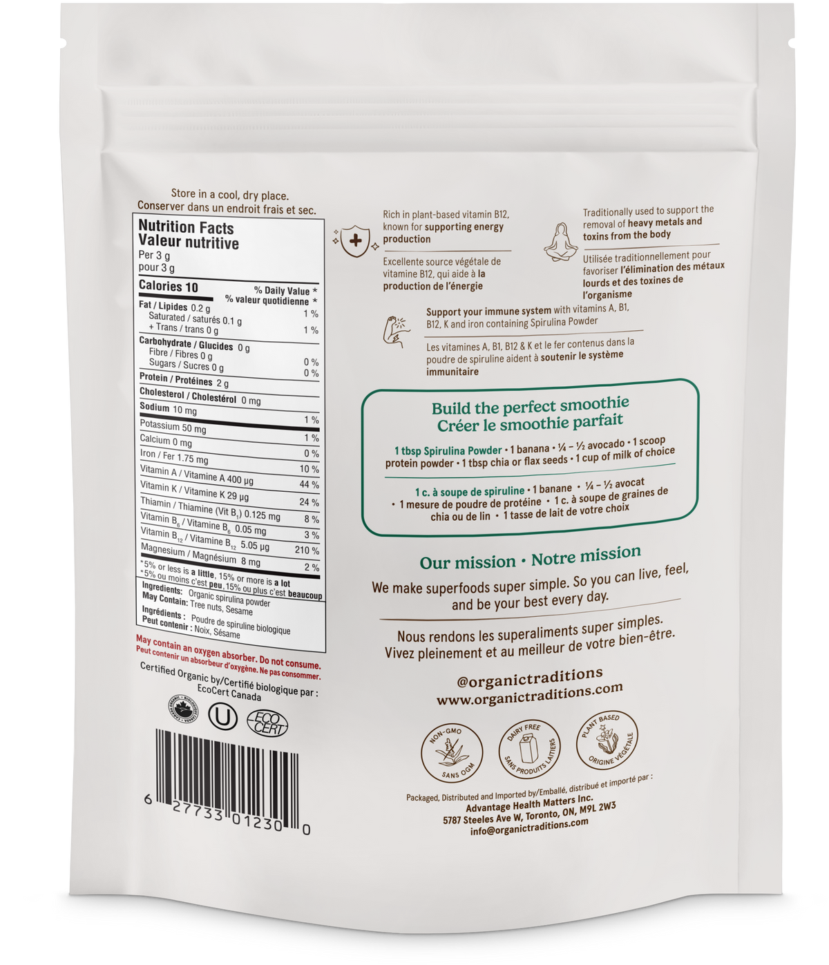 Organic Traditions Organic Spirulina Powder