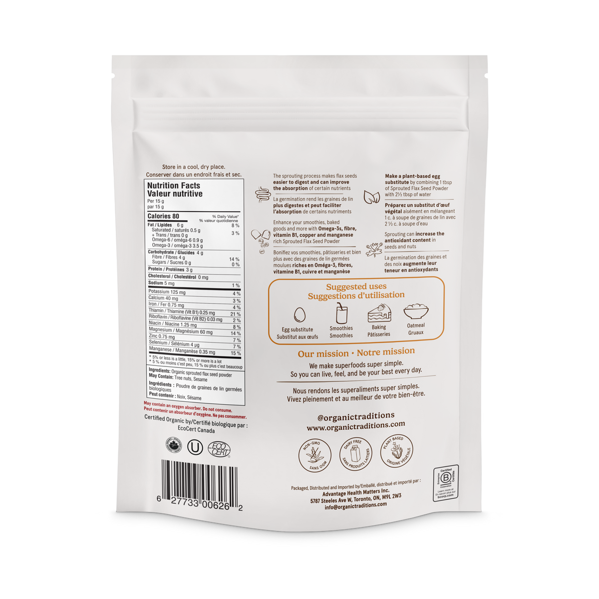 Organic Sprouted Flax Seed Powder