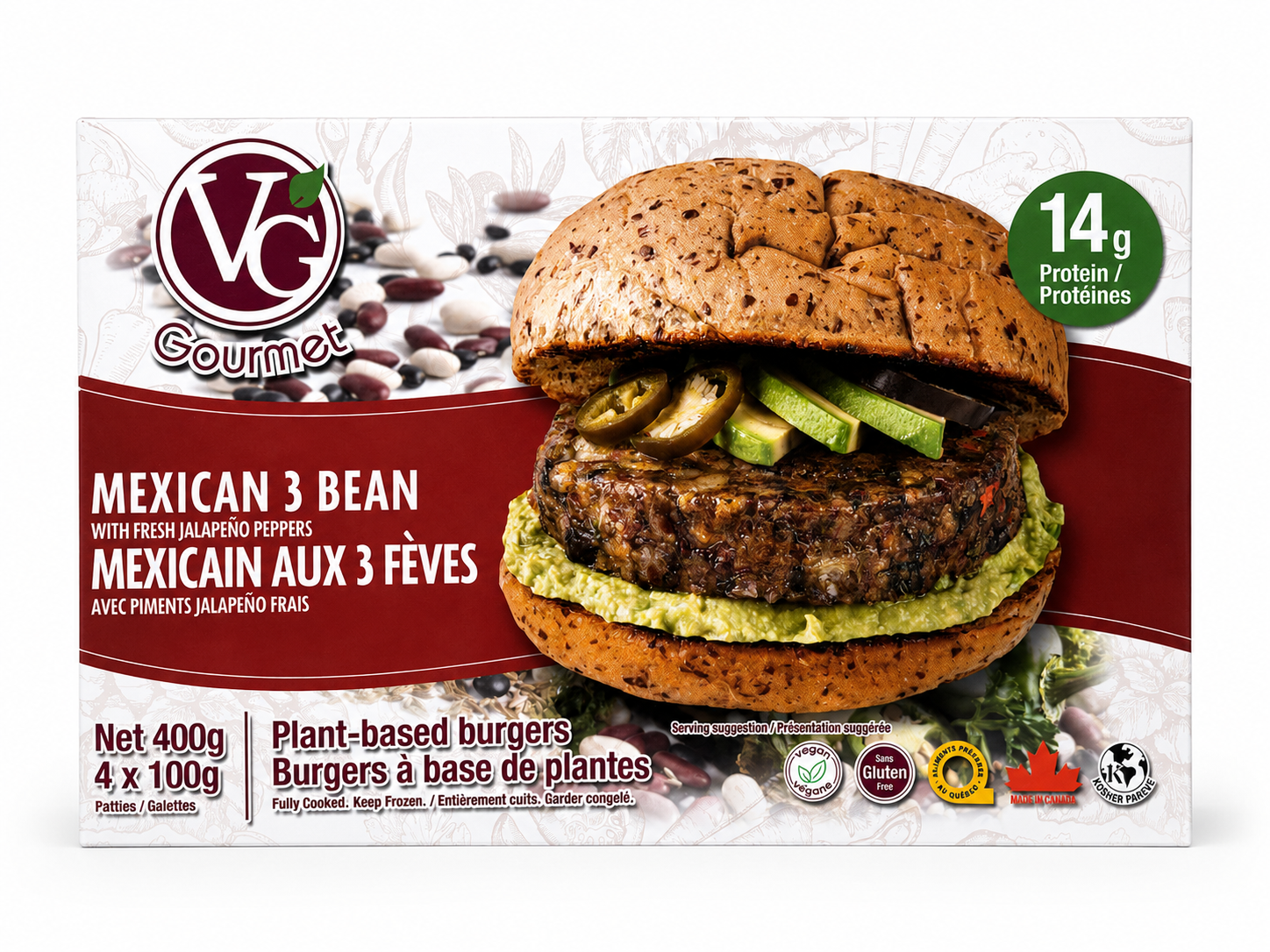 VG Gourmet Mexican Spicy 3 Bean Burgers