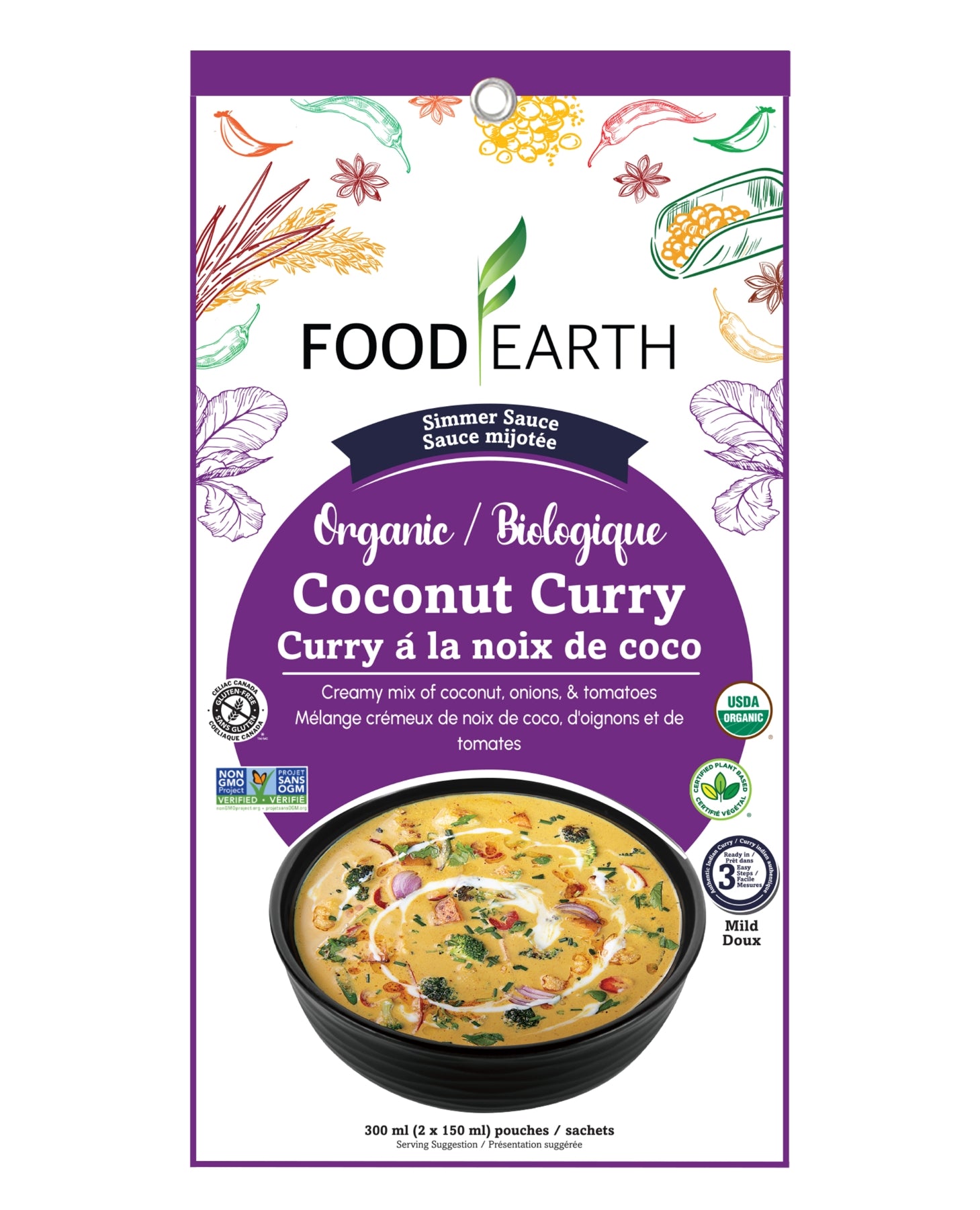 Food Earth Organic Coconut Curry Simmer Sauce