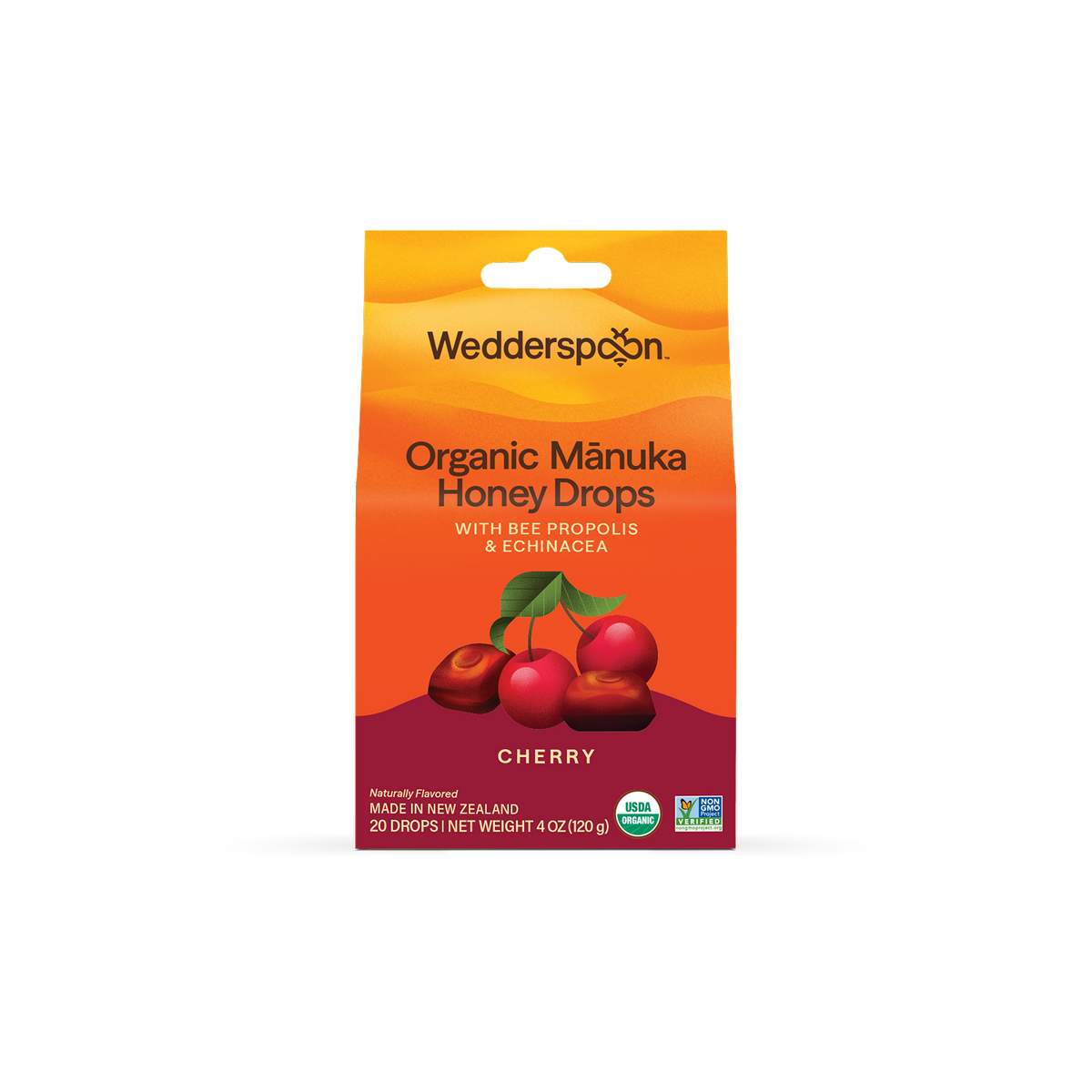 Organic Cherry Manuka Honey Drops with Bee Propolis & Echinacea