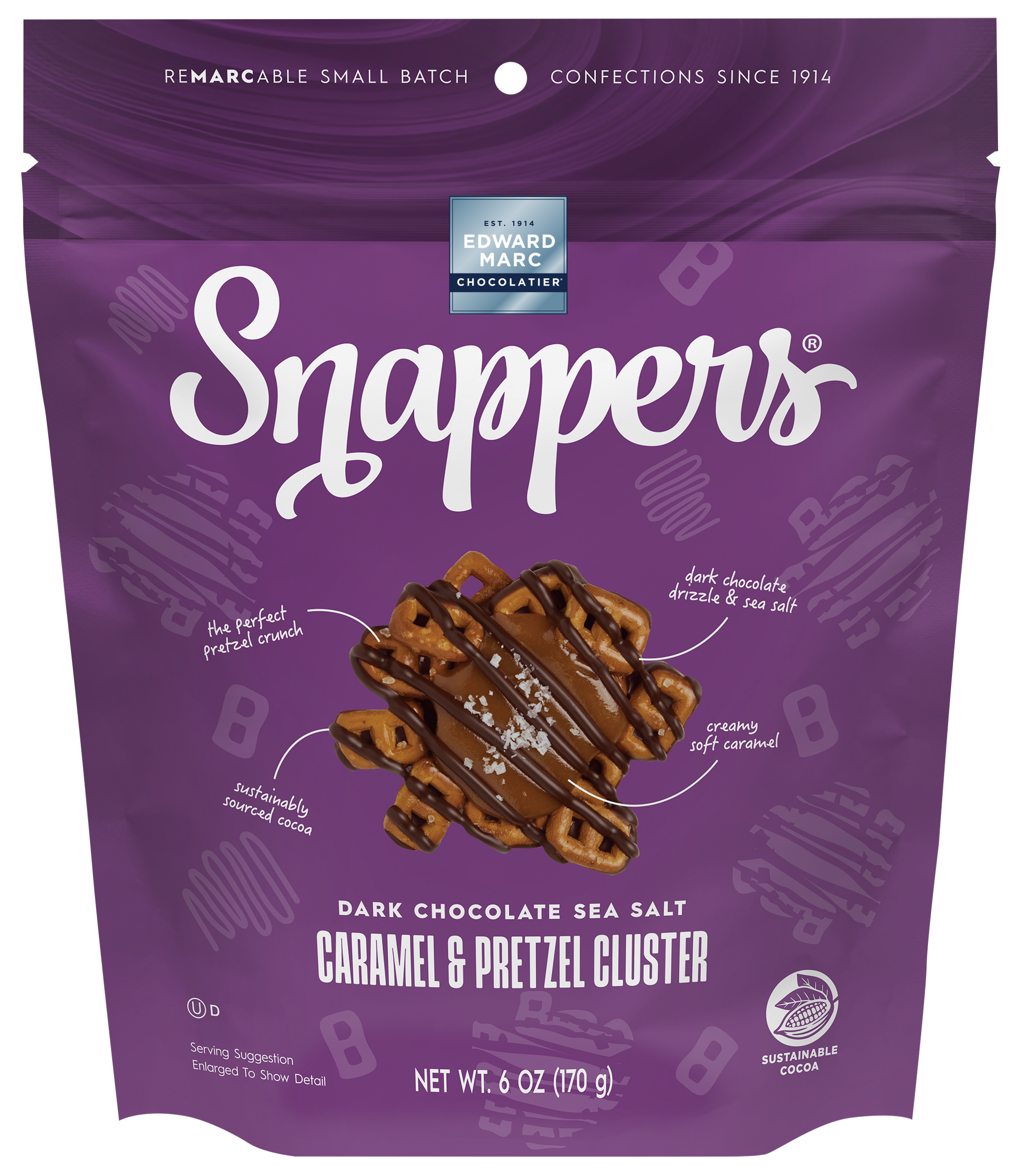 Snappers Dark Chocolate Sea Salt Caramel & Pretzel Cluster