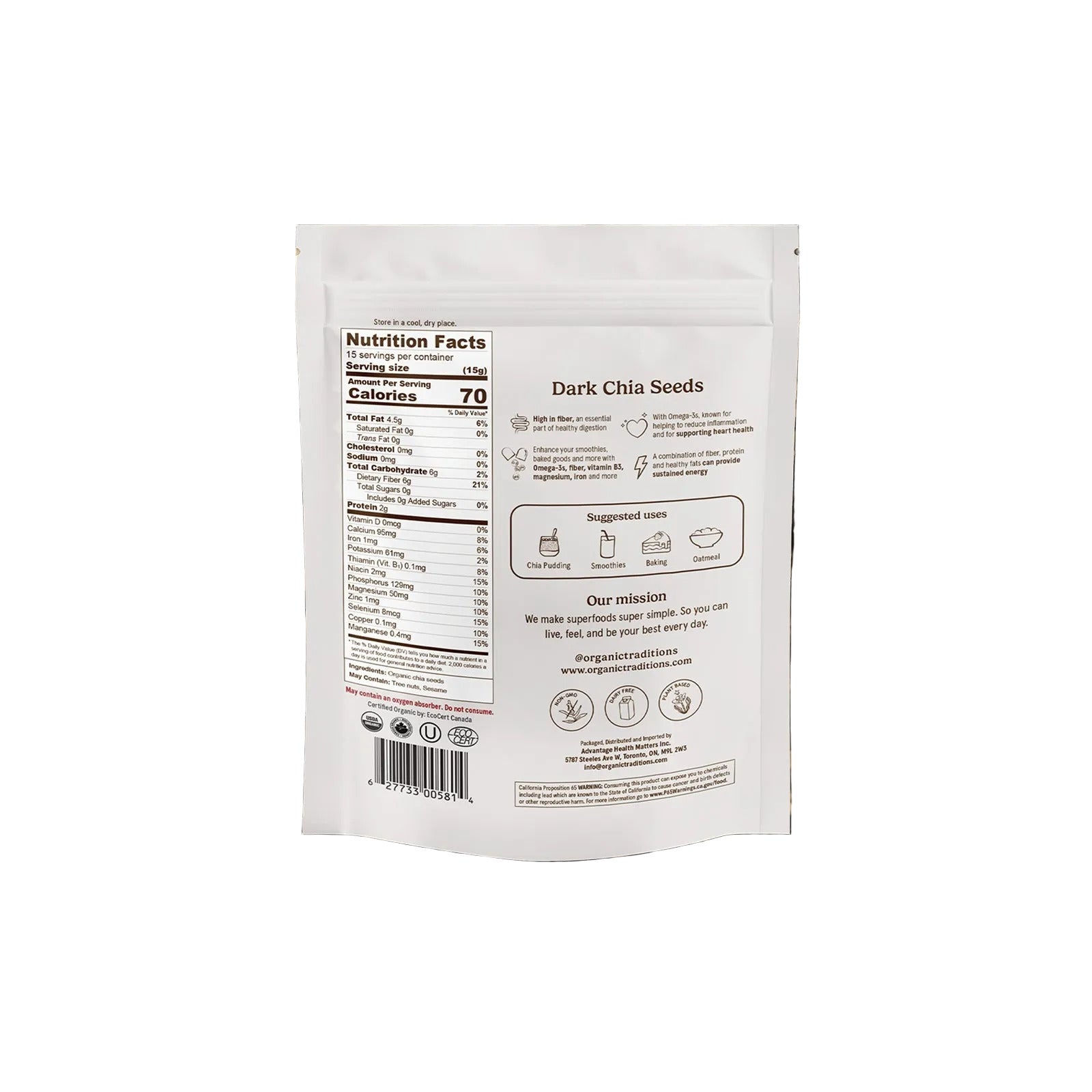 Organic Traditions Organic Dark Whole Chia Seeds