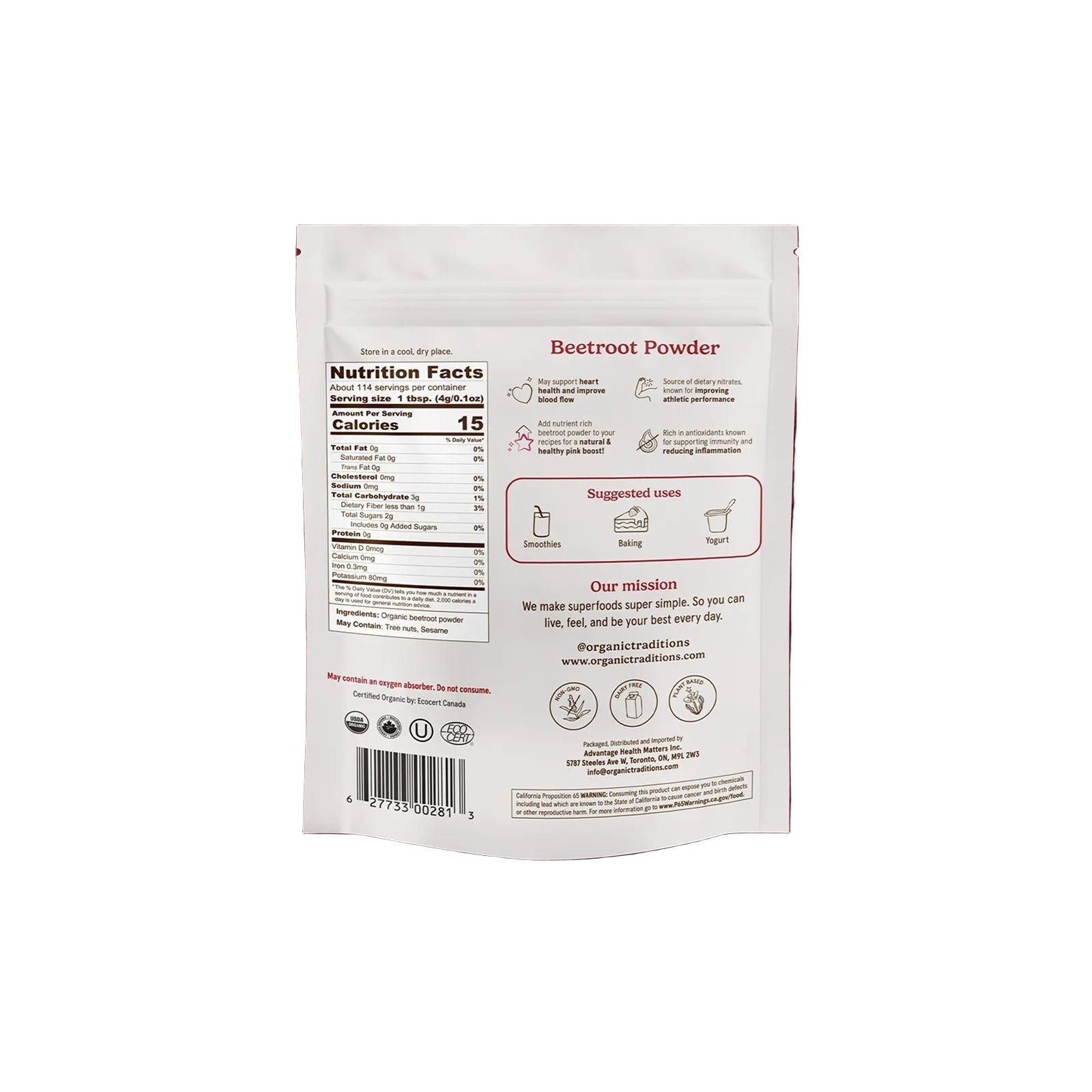 Organic Traditions Organic Beetroot Powder