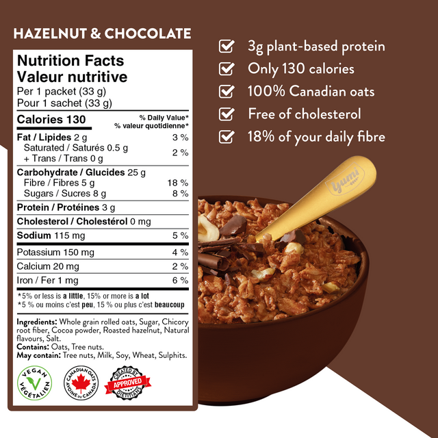 Yumi Chocolate Hazelnut Morning Oats Instant Oatmeal