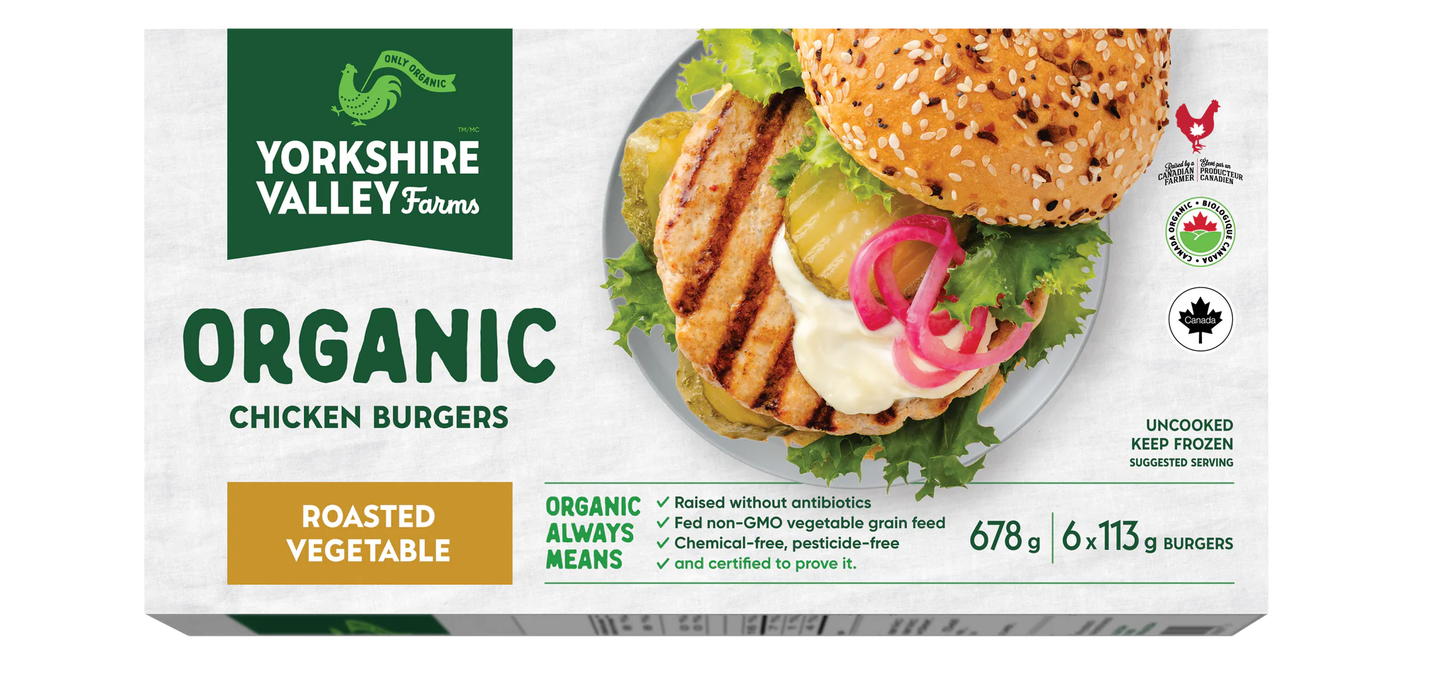 Organic Roasted Vegetable Chicken Burgers