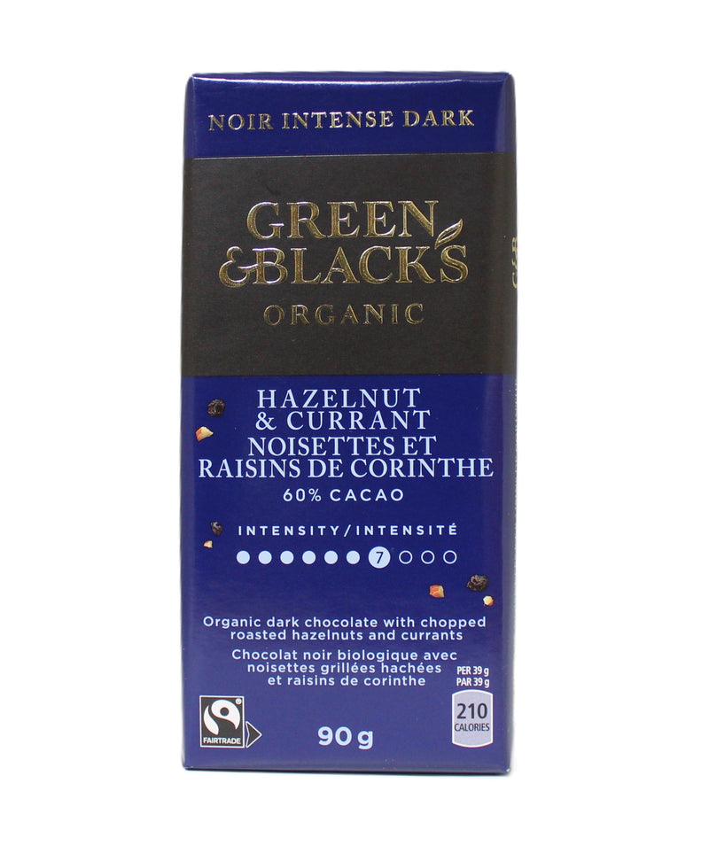 Organic Dark Chocolate Hazelnut & Currant Bar