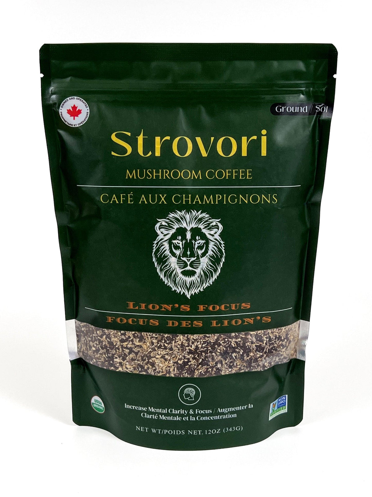 Strovori Organic Ground Lion's Focus Mushroom Coffee