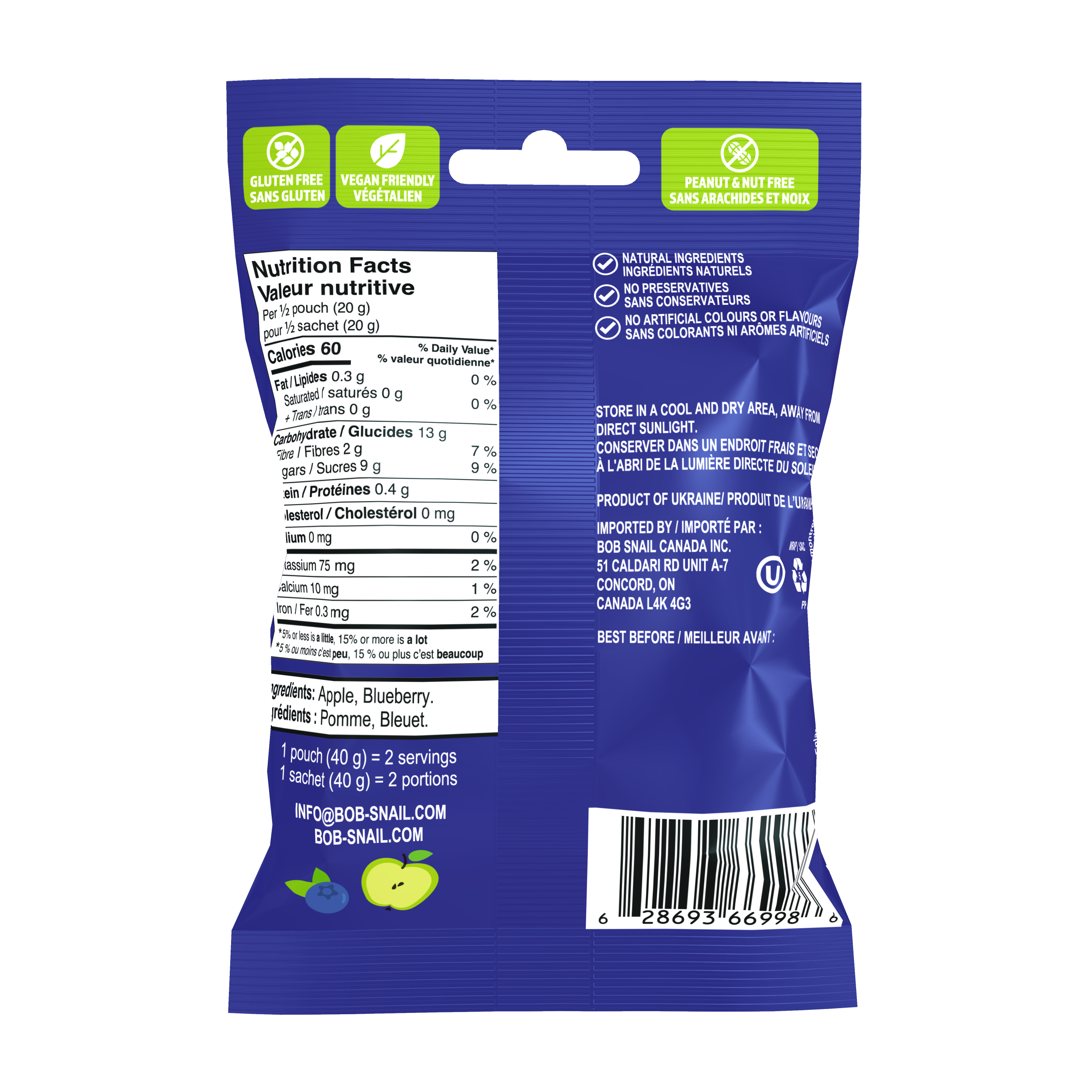 Bob Snail Apple-Blueberry Fruit Snack Collation