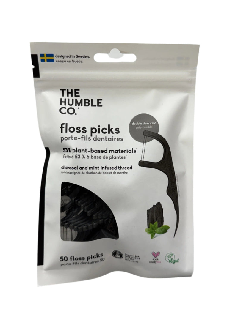 Charcoal & Mint Infused Floss Picks