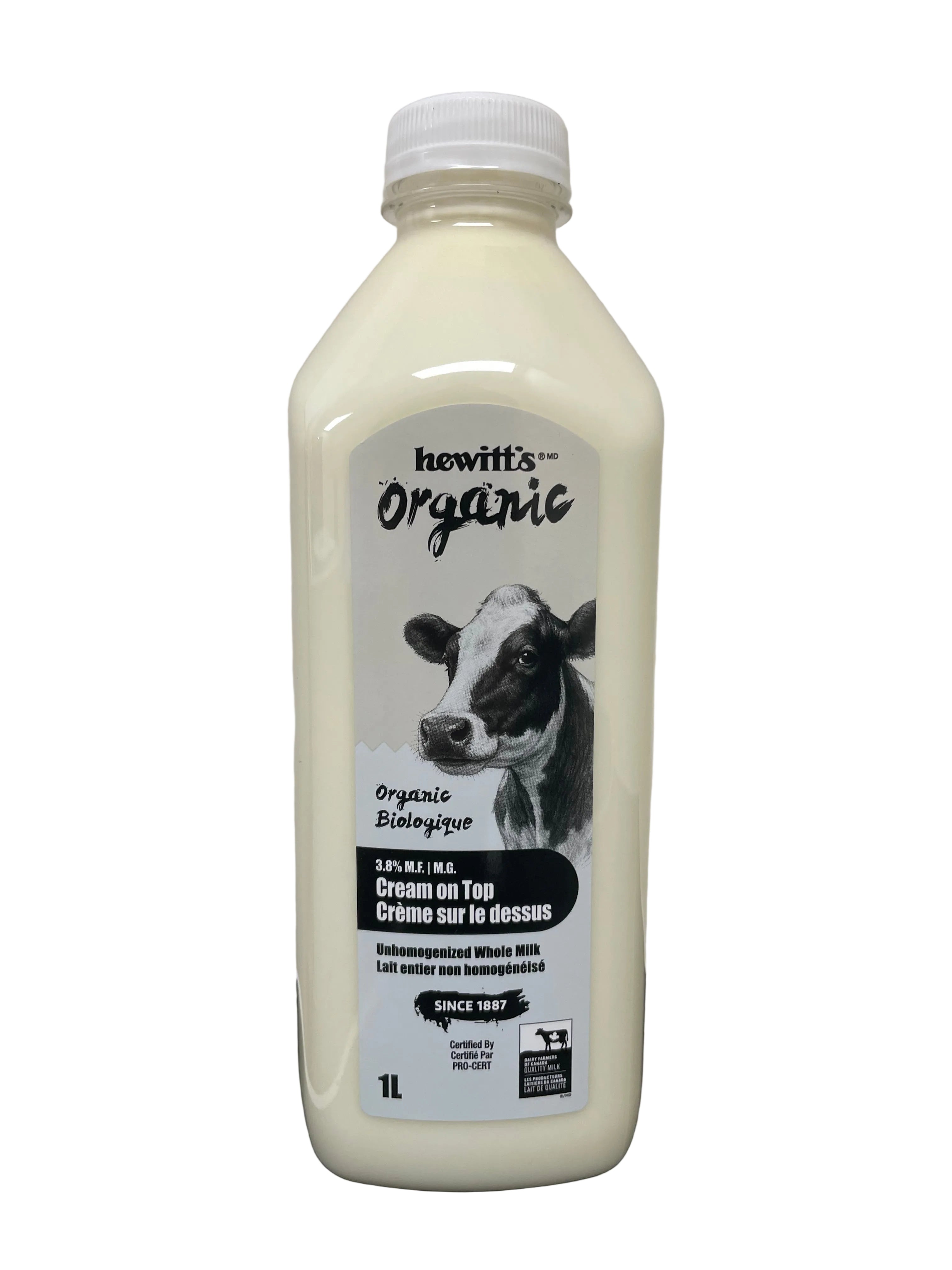 Hewitt's Organic 3.8% Unhomogenized Milk