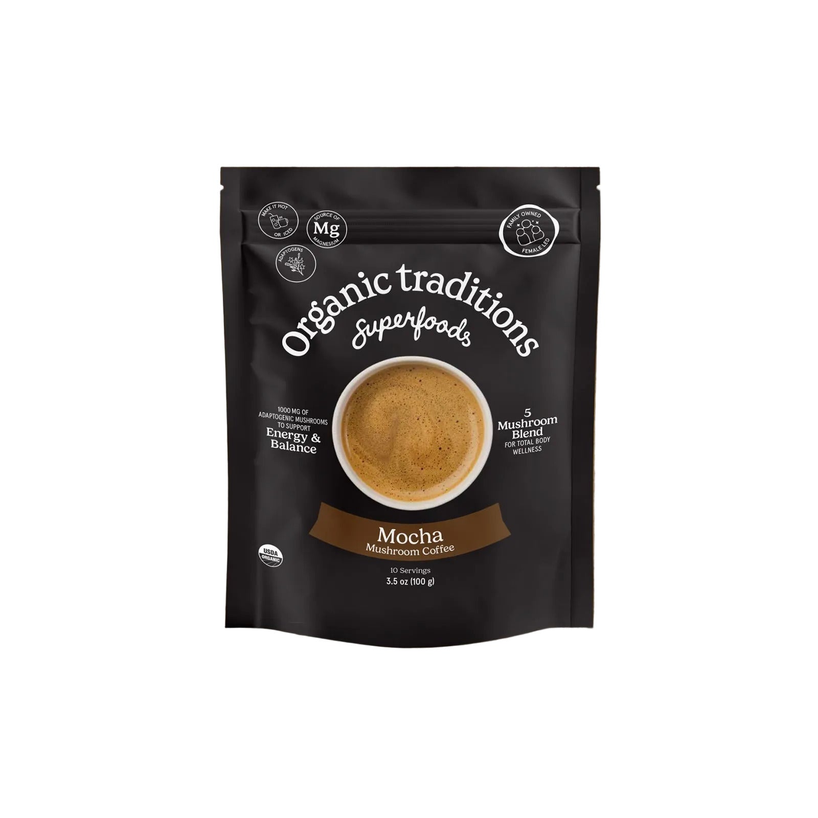 Organic Traditions Mocha 5 Mushroom Coffee Blend