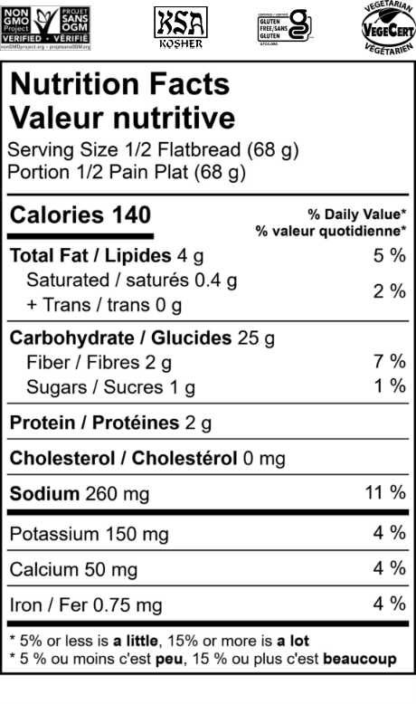 O'doughs Gluten Free Multigrain Flatbread