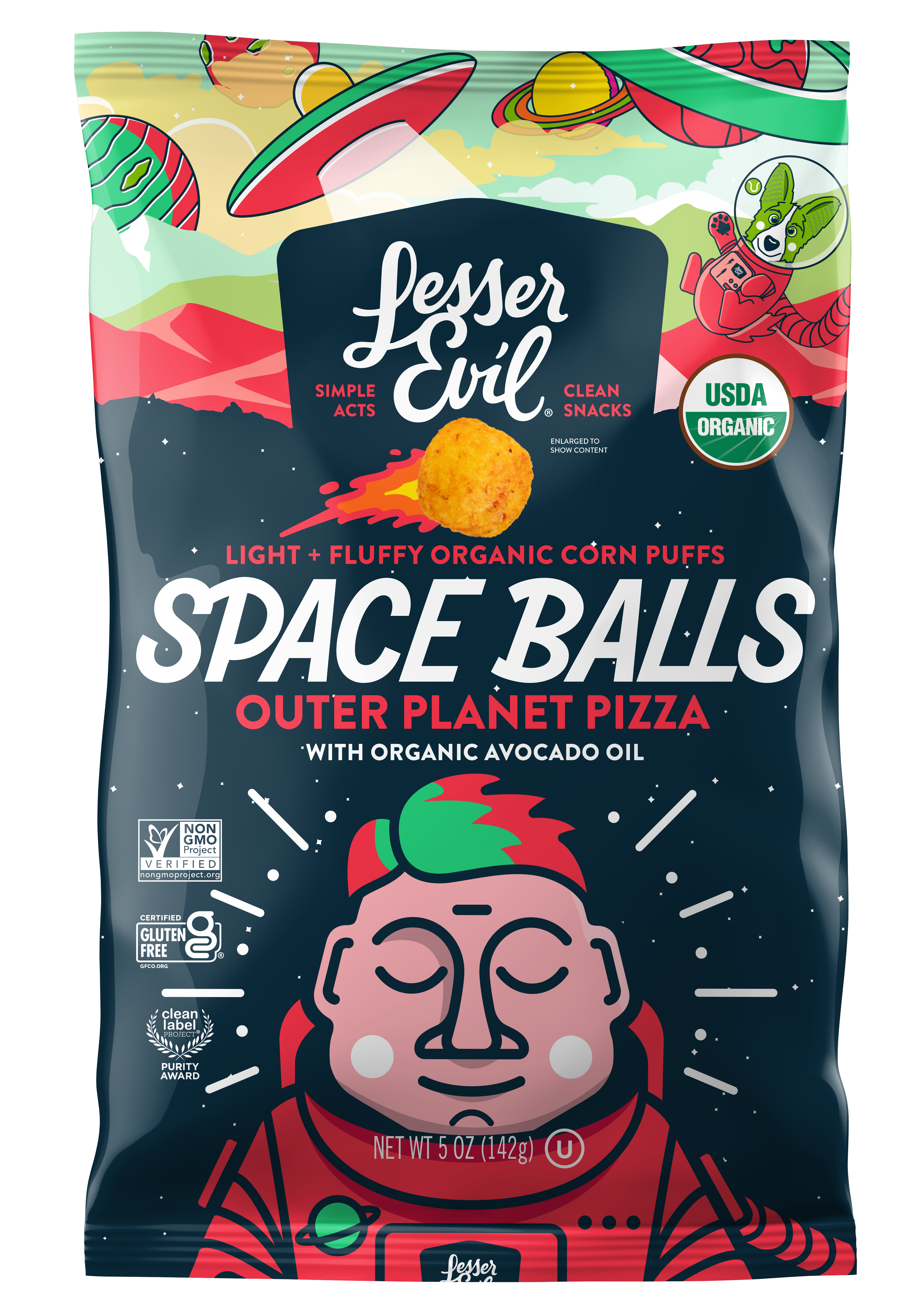 Lesser Evil Organic Outer Planet Pizza Space Balls