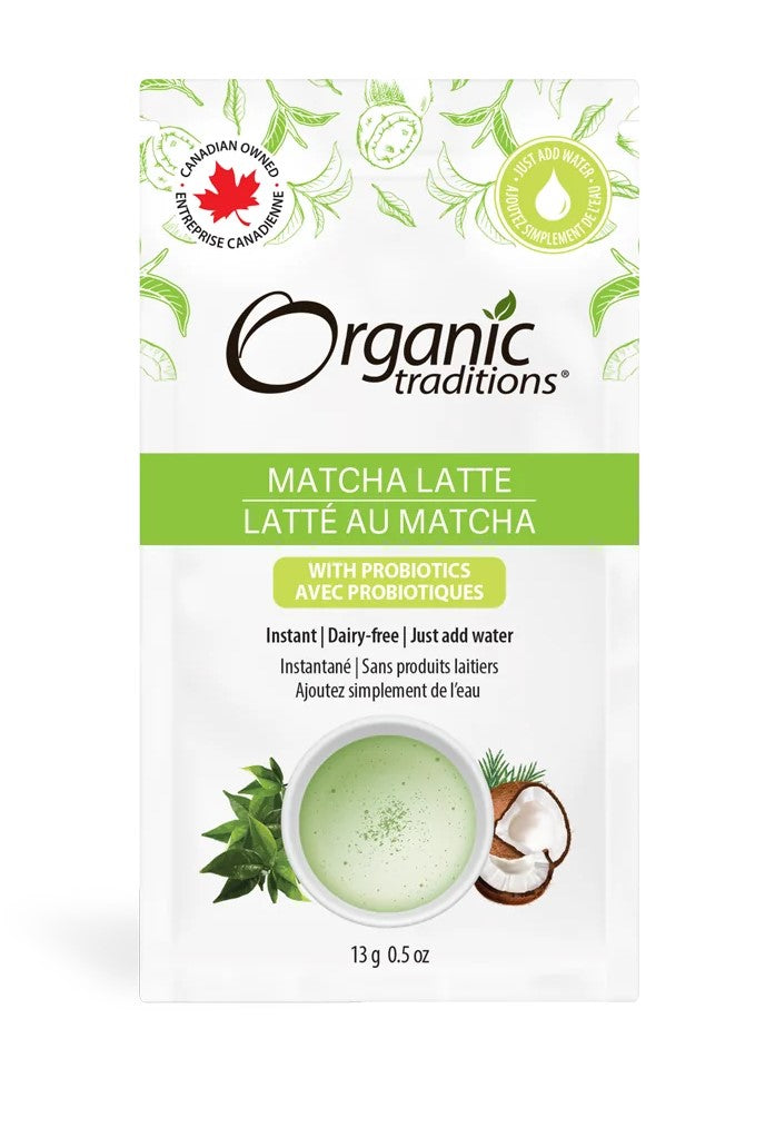 Organic Traditions Matcha Latte with Probiotics Single Serve