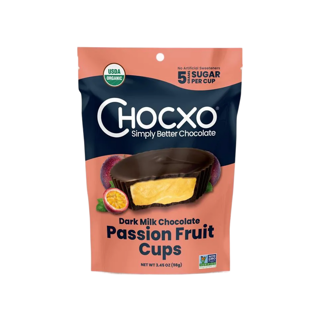 Chocxo Passion Fruit Dark Milk Chocolate Cups