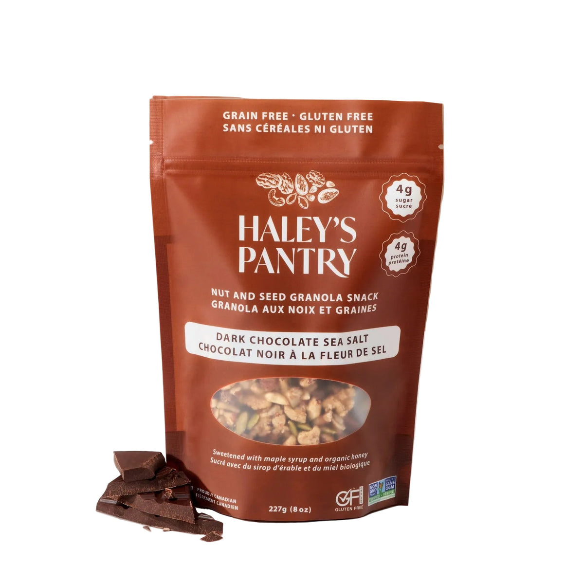 Haley's Pantry Grain-Free Dark Chocolate Sea Salt Nut and Seed Granola Snack