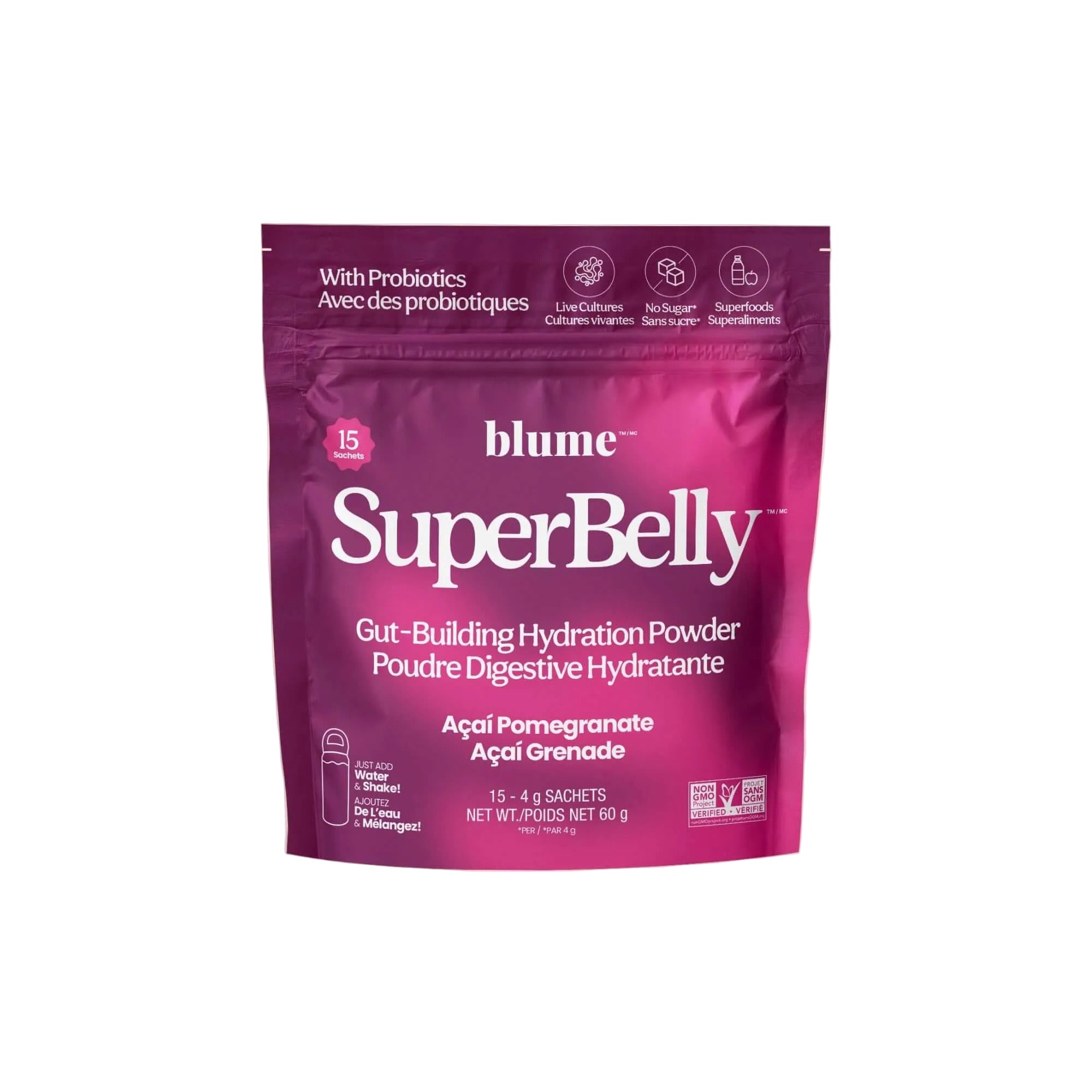 Blume Acai Pomegranate SuperBelly Gut-Building Hydration Powder