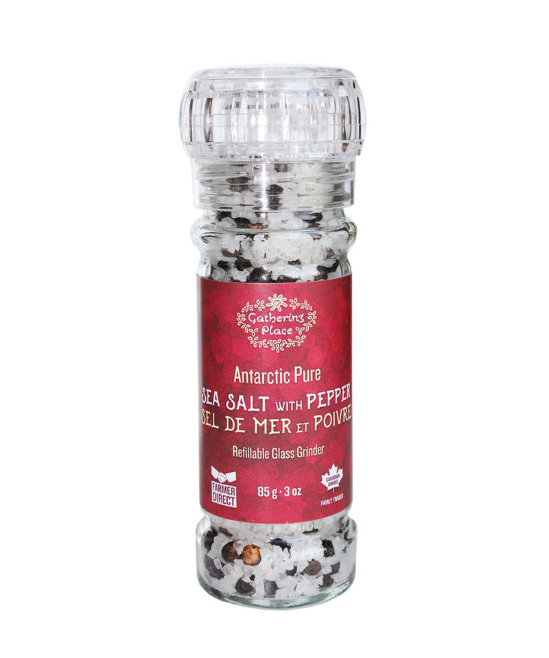 Antarctic Pure Sea Salt with Pepper Refillable Glass Grinder