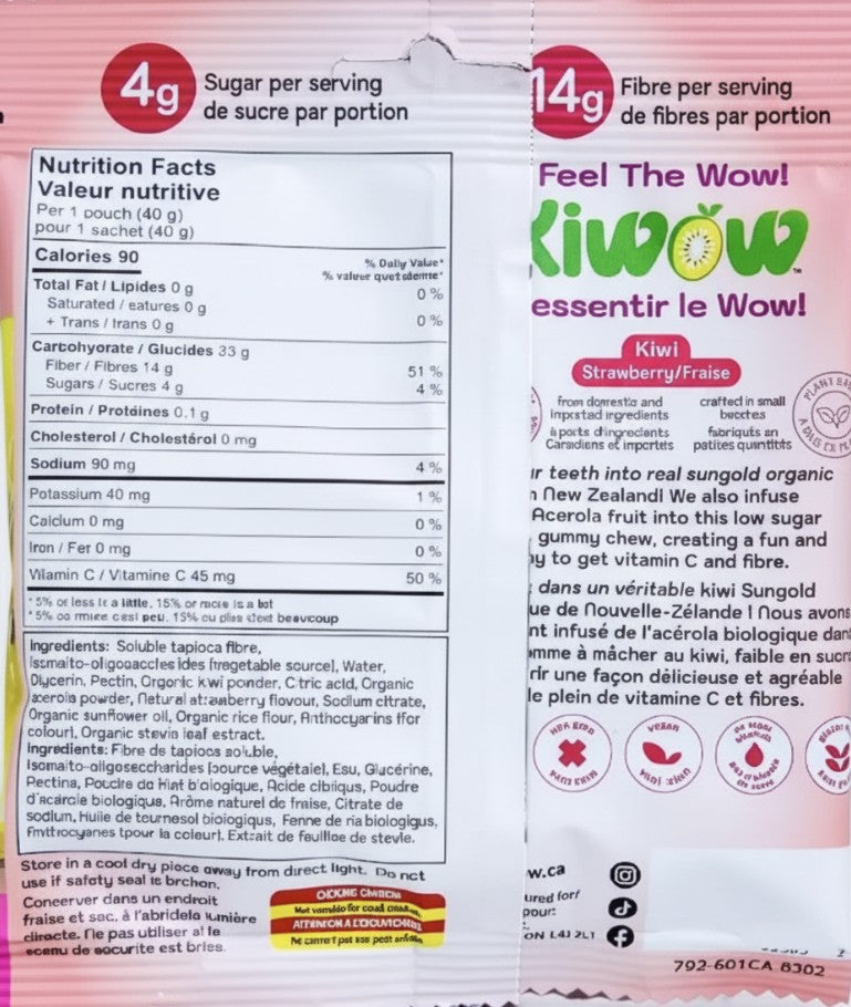 Kiwow Strawberry Real Kiwi Gummies with Acerola Vitamin C