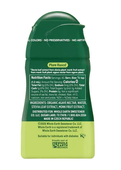 Whole Earth Stevia & Monkfruit with Agave Nectar Plant-Based Sweetener