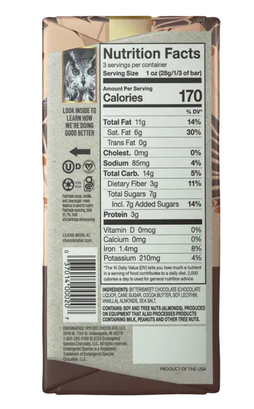 Dark Chocolate With Sea Salt & Almond Bar