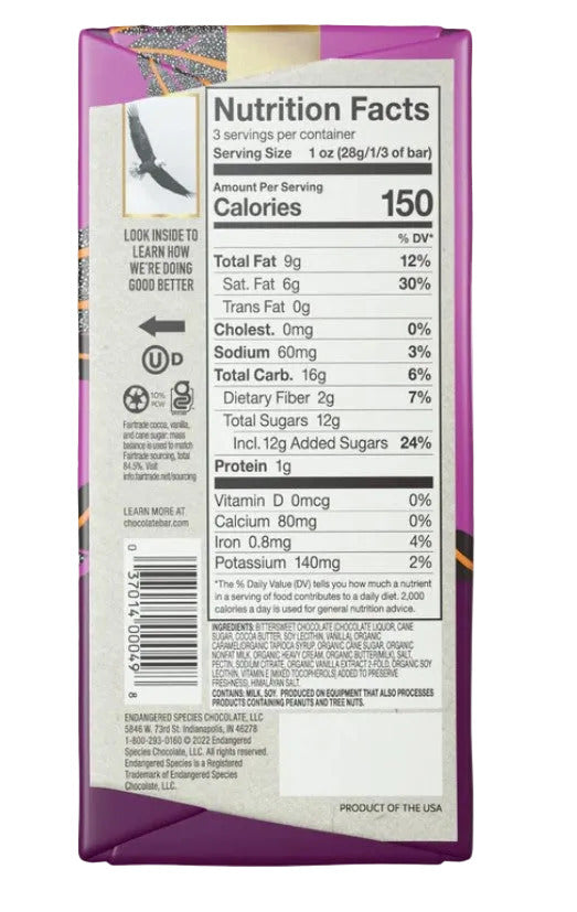 Endangered Species Dark Chocolate With Caramel & Sea Salt Bar