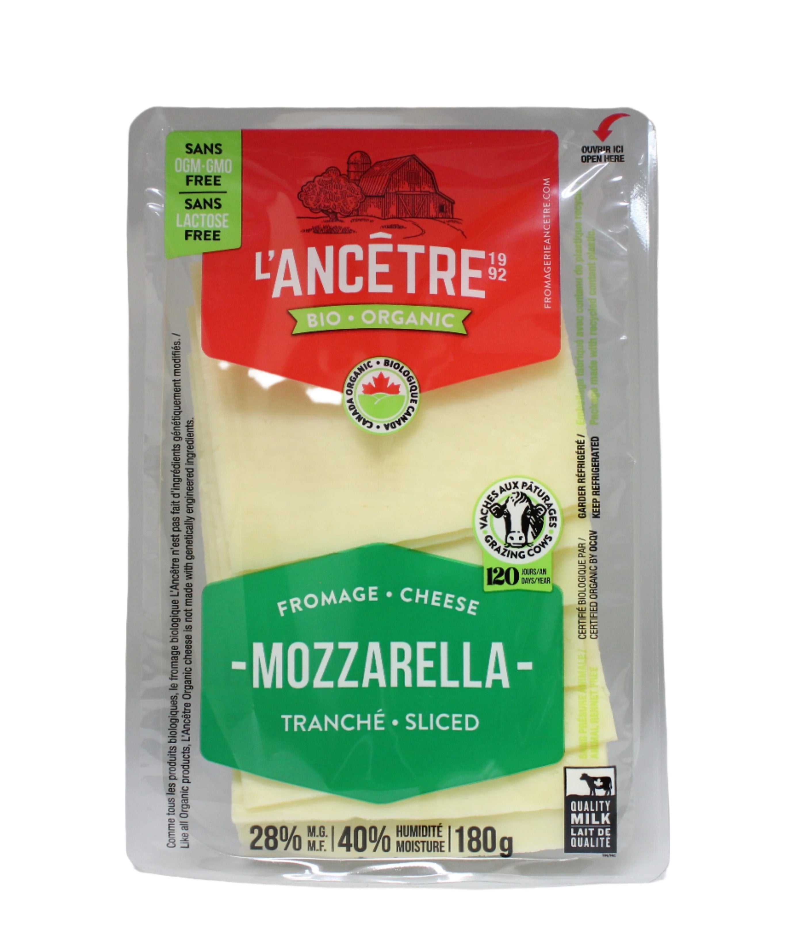Organic Mozzarella Slices 28%