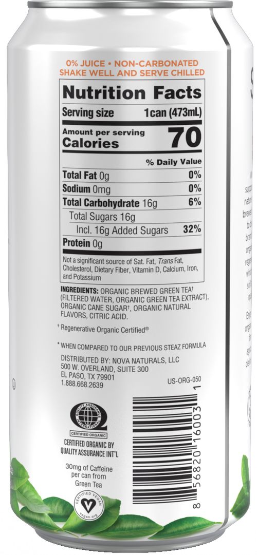 Steaz Organic Peach Green Iced Tea