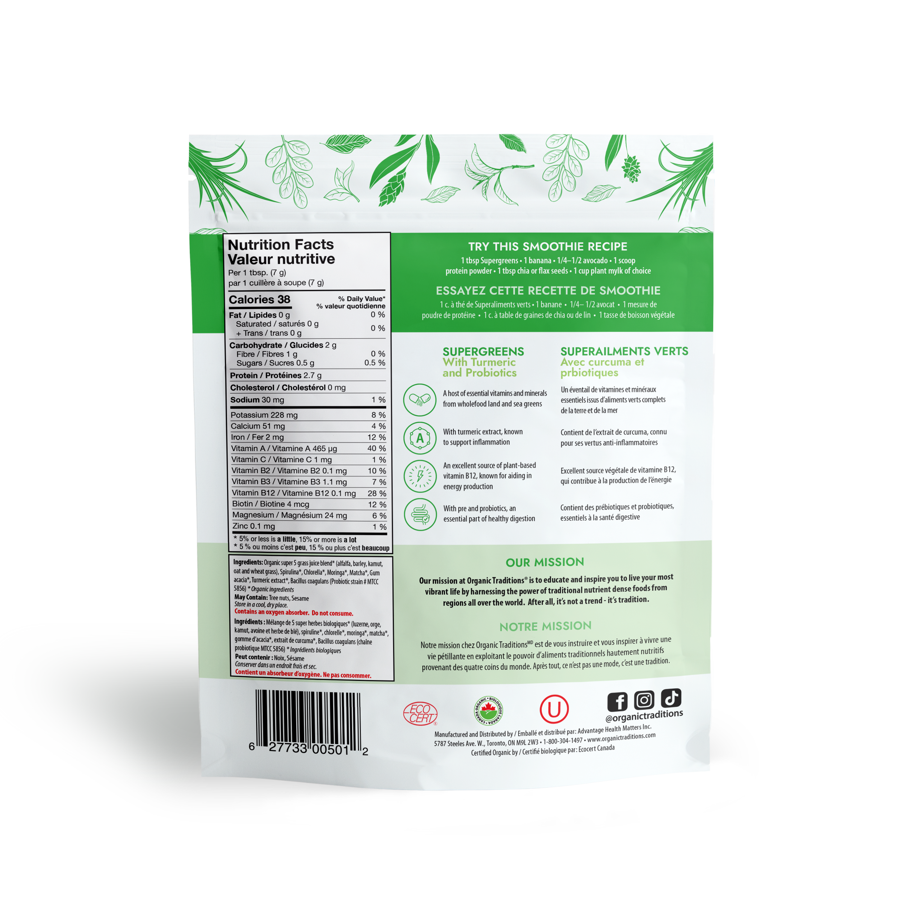 Organic Probiotic Super Greens with Turmeric