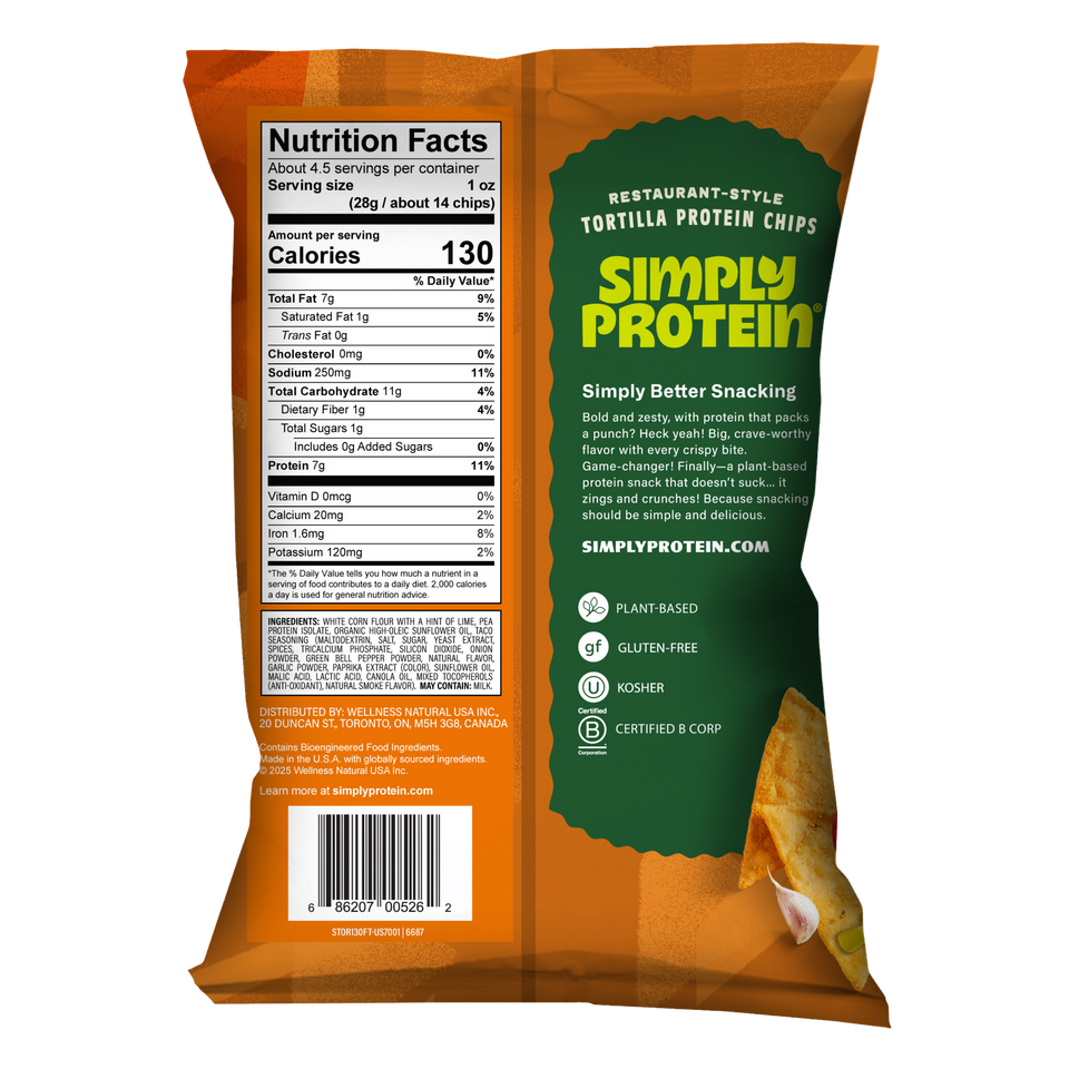 Simply Protein Gluten-Free Plant-Based Fiesta Taco Tortilla Protein Chips