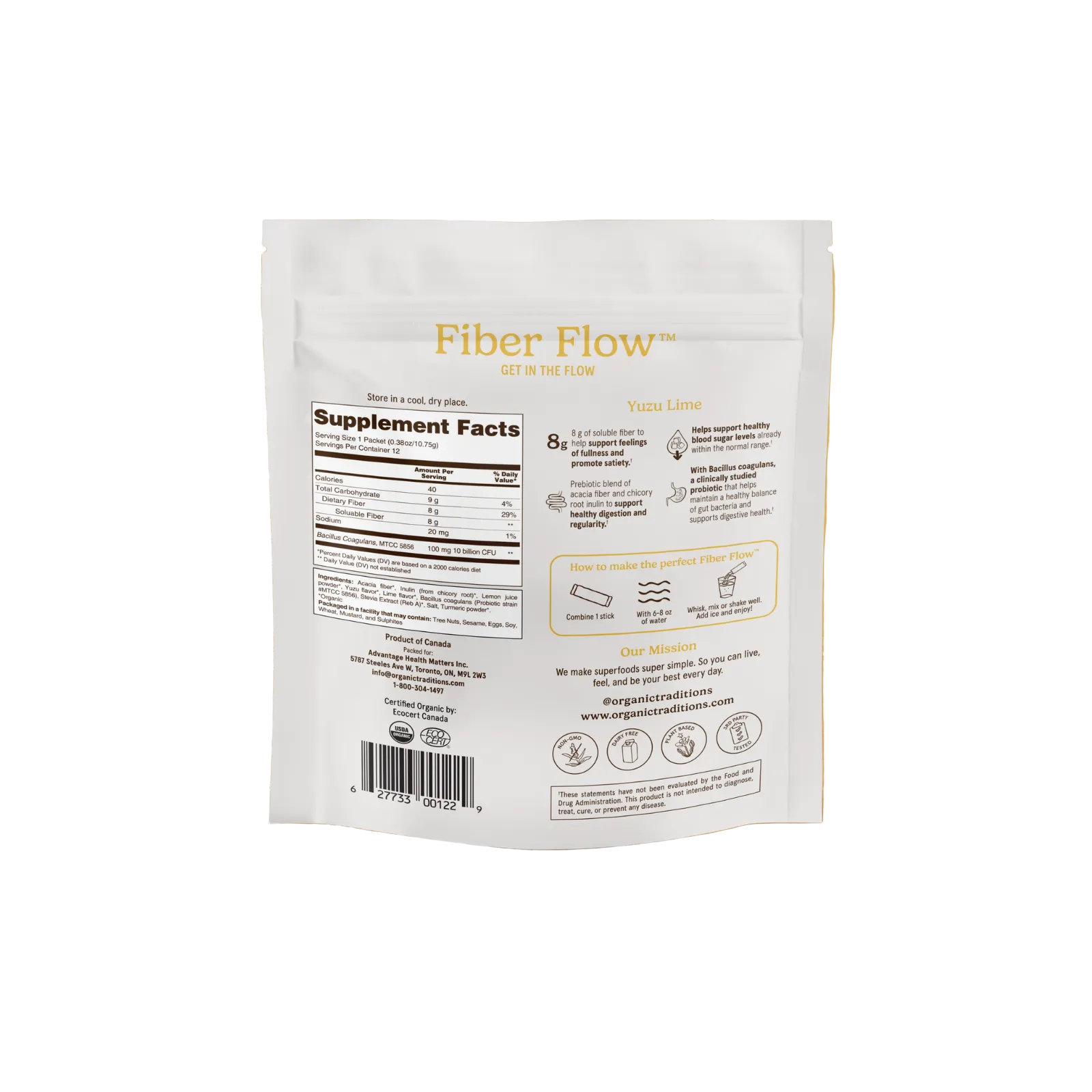 Organic Traditions Yuzu-lime Fiber Flow 12 Pack