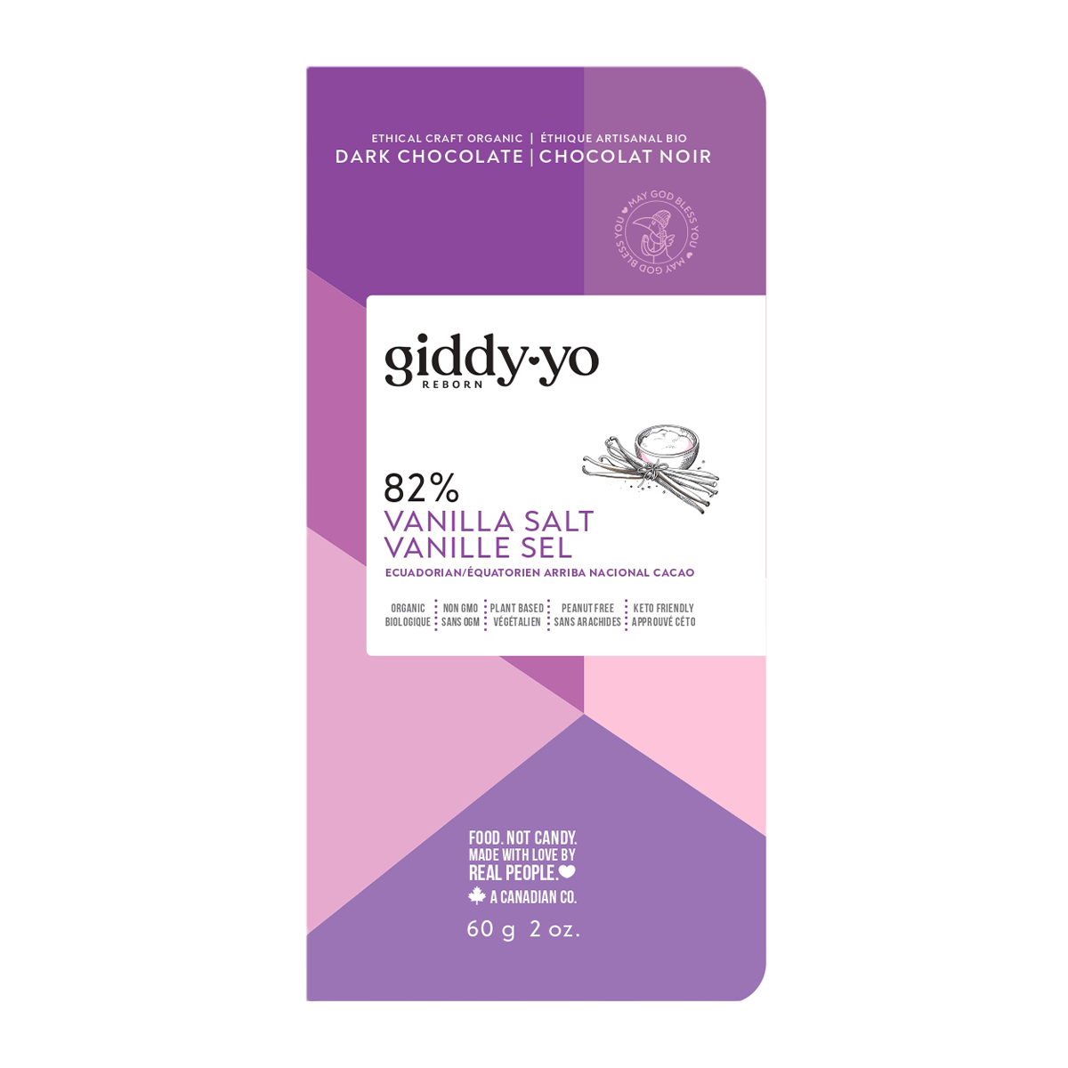 Organic Vanilla Salt 82% Dark Chocolate