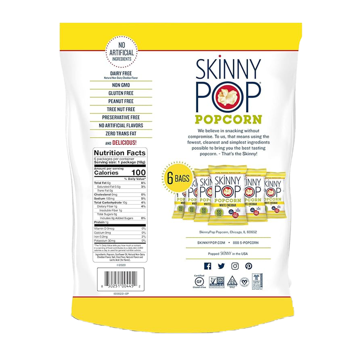 SkinnyPop White Cheddar Whole Grain Popcorn