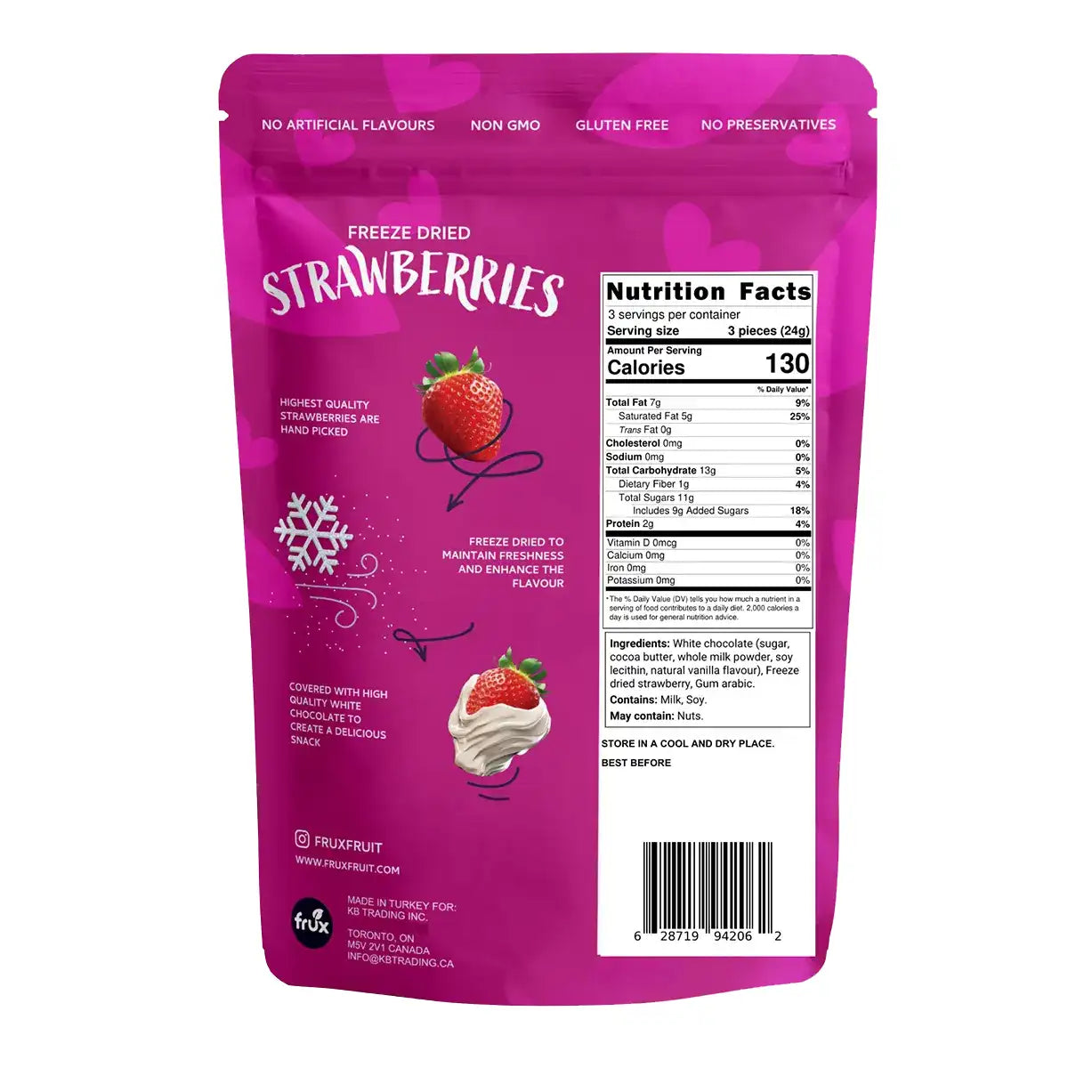 Frux Freeze Dried White Chocolate Strawberries