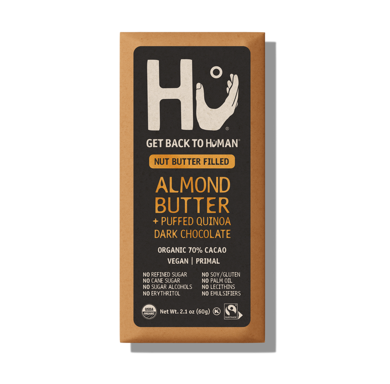 Organic Almond Butter + Puffed Quinoa Dark Chocolate Bar