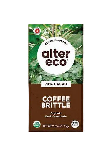 Organic 70% Coffee Brittle Dark Chocolate Bar