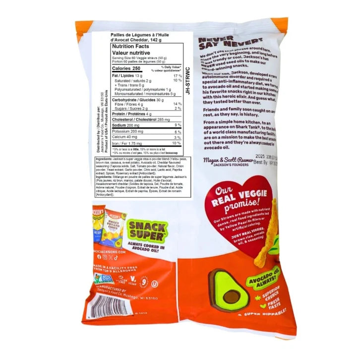 Gluten-Free Cheddar Veggie Straw With Avocado Oil