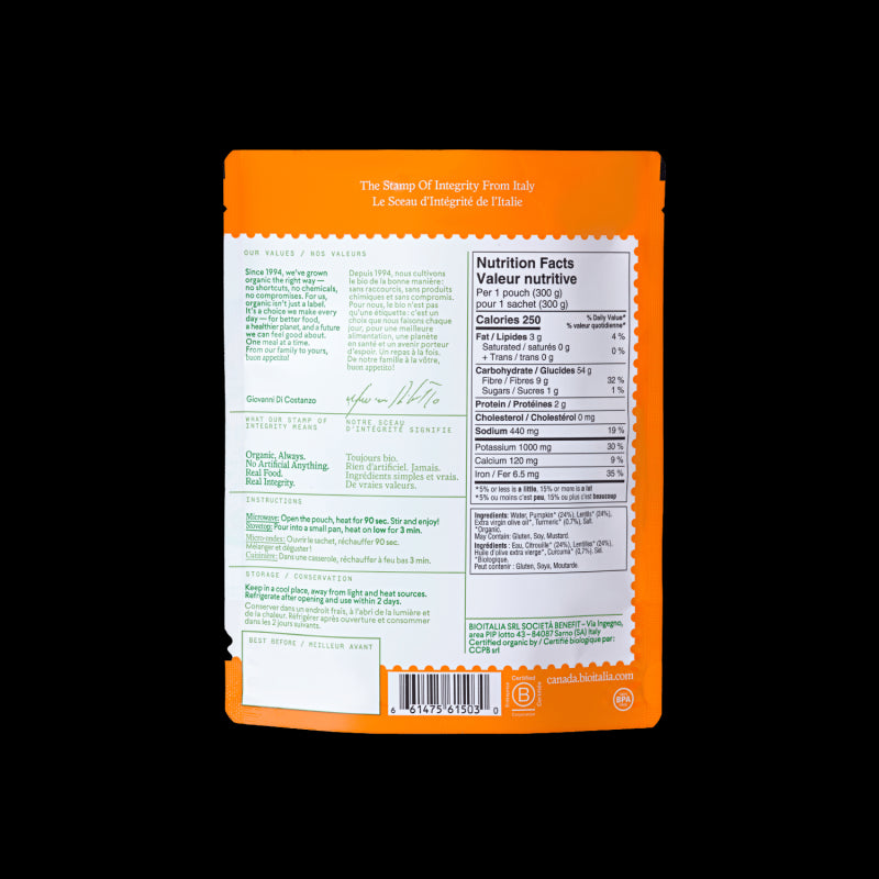 Bioitalia Organic Lentils With Pumpkin & Turmeric