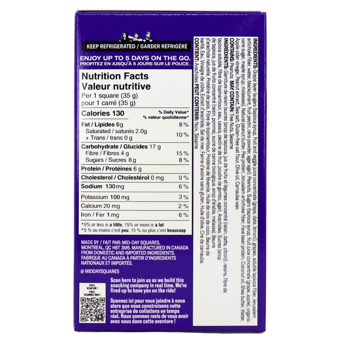 Mid Day Squares No Bread PB & J Grape 4 Pack